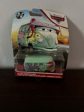 Disney Pixar Cars Fillmore Metal Toy Bus - Mint Green with Floral Graphic